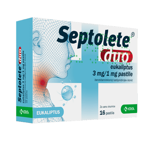 Septolete duo s okusom eukaliptusa